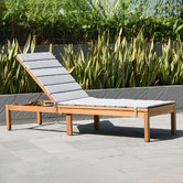 Temple &amp; Webster Natural Lanai Eucalyptus Wood Wheeled Sun Lounge