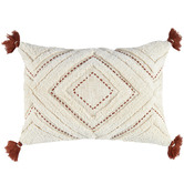 Temple &amp; Webster Rust Tufted Elkie Rectangular Cushion with Tassels