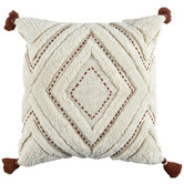 Temple &amp; Webster Rust Tufted Elkie Cotton Cushion with Tassels