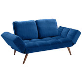 Temple & Webster Navy Urban 2 Seater Velvet Click Clack Sofa Bed