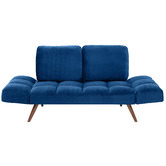 Temple &amp; Webster Navy Urban 2 Seater Velvet Click Clack Sofa Bed