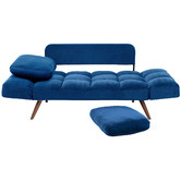 Temple &amp; Webster Navy Urban 2 Seater Velvet Click Clack Sofa Bed