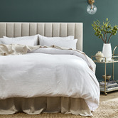 Temple &amp; Webster Oat White Charlotte Upholstered Bedhead