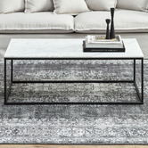 Temple & Webster 110cm Black Serena Italian Carrara Marble Coffee Table