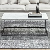 Temple &amp; Webster Black Serena Rectangular Carrara Marble Coffee Table