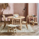 Temple &amp; Webster Luca Solid Beech Wood &amp; Rattan Dining Chairs