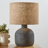 Temple &amp; Webster 56cm Black Sabi Terracotta Table Lamp