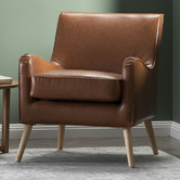 Temple &amp; Webster Tan Shelley Premium Faux Leather Armchair