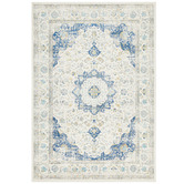 Temple &amp; Webster Blue &amp; Cream Renna Vintage-Style Rug