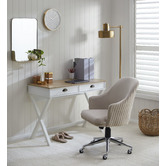 Temple &amp; Webster Cream Palmer Velvet Office Chair