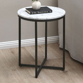 Temple &amp; Webster 40cm White Serena Round Italian Carrara Marble Side Table