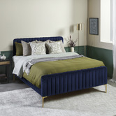 Temple &amp; Webster Navy Emily Velvet Bed