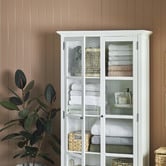 Temple &amp; Webster White Hamptons 2 Door Display Cabinet