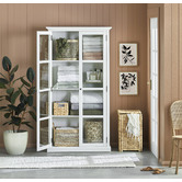 Temple &amp; Webster White Hamptons 2 Door Display Cabinet