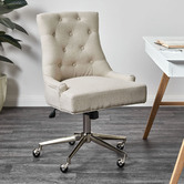 Temple &amp; Webster Beige Windsor Scoop Back Linen Office Chair