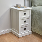 Temple &amp; Webster White Hamptons 3 Drawer Bedside Table
