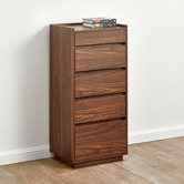 Temple &amp; Webster Walnut Rhet 5 Drawer Tallboy