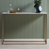 Temple &amp; Webster 110cm White Serena Italian Carrara Marble Console Table