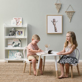 Temple &amp; Webster Kids&#039; White &amp; Natural Isla Table &amp; Chair Set