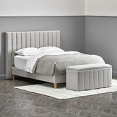 Temple &amp; Webster Oat White Charlotte Upholstered Bedhead