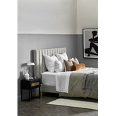 Temple &amp; Webster Oat White Charlotte Upholstered Bedhead