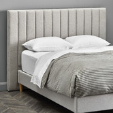 Temple &amp; Webster Oat White Charlotte Upholstered Bedhead