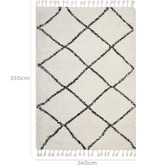 Temple &amp; Webster Black &amp; Cream Viona Fringed Moroccan Rug