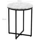 Temple &amp; Webster 40cm White Serena Round Italian Carrara Marble Side Table