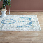Temple &amp; Webster Blue &amp; Cream Renna Vintage-Style Rug