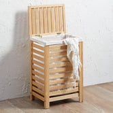 Temple &amp; Webster Grayson Rubberwood Laundry Hamper