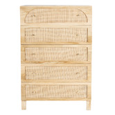Temple &amp; Webster Natural Anya Mango Wood &amp; Rattan 5 Drawer Chest