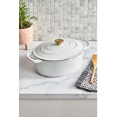 Temple &amp; Webster White 5.5L Oval Cast Iron Dutch Oven