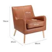 Temple &amp; Webster Tan Shelley Premium Faux Leather Armchair