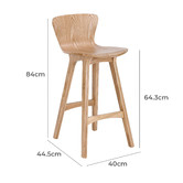 Temple &amp; Webster 64cm Ash Nobu High Back Bar Stool