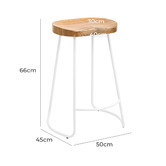 Temple &amp; Webster 66cm Premium Vintage-Style Elm Wood Barstools with White Legs