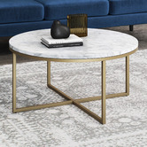 Temple &amp; Webster 80cm White Serena Italian Carrara Marble Coffee Table