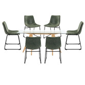 Temple &amp; Webster 6 Seater Trestle Dining Table &amp; Vintage Phoenix Dining Chair Set