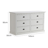 Temple &amp; Webster White Hamptons 6 Drawer Chest
