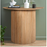 Temple &amp; Webster Natural Anika Curved Mango Wood Console Table