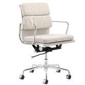 Temple &amp; Webster Dion Herringbone Desk &amp; Eames Replica Softpad Fabric Office Chair Set