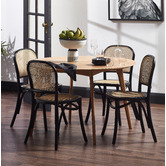 Temple &amp; Webster Dion Herringbone  Round Dining Table &amp; Luca Dining Chair Set