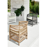 Temple &amp; Webster White Malawi Style PE Rattan Outdoor Cushioned Dining Chair