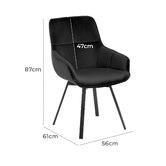 Temple &amp; Webster Black Krystoffer Velvet Swivel Dining Chairs