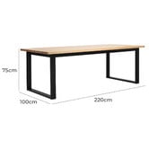 Temple &amp; Webster Black Ski-Leg Oak Wood Dining Table