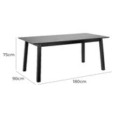 Temple & Webster 180cm Black Maison Oak Wood Dining Table