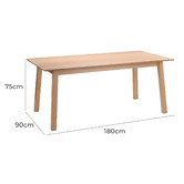 Temple &amp; Webster 180cm Natural Oak Wood Dining Table