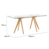 Temple &amp; Webster Rectangular Clear Top 160cm Trestle Dining Table