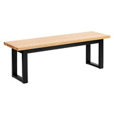 Temple &amp; Webster Natural &amp; Black Ski-Leg Oak Wood Dining Bench