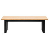 Temple &amp; Webster Natural &amp; Black Ski-Leg Oak Wood Dining Bench
