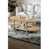 Temple &amp; Webster Anya Oval Mango Wood &amp; Rattan Coffee Table